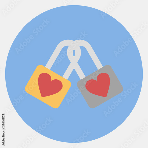 Icon padlock with heart. South Korea elements. Icons in color mate style. Good for prints, posters, logo, advertisement, infographics, etc.