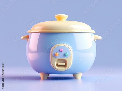 Cute Pastel Mini Rice Cooker or Food Steamer 3D Render