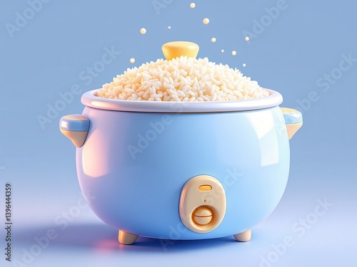 Cute Pastel Mini Rice Cooker or Food Steamer 3D Render