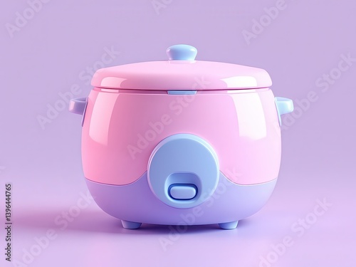 Cute Pastel Mini Rice Cooker or Food Steamer 3D Render