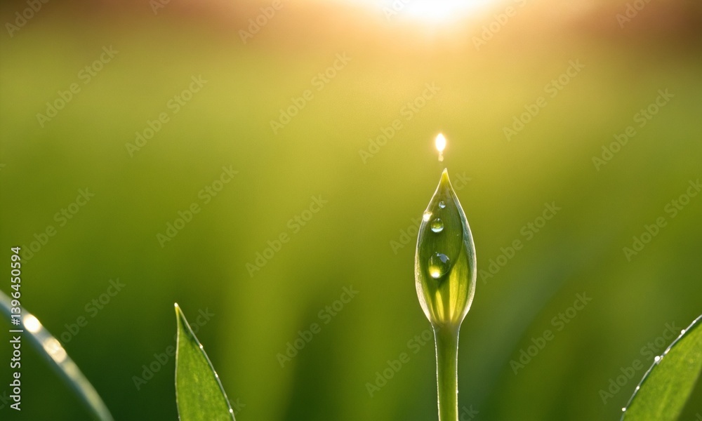 비옥한땅에서 새싹이 피어난다 이슬이 맺혀있다.