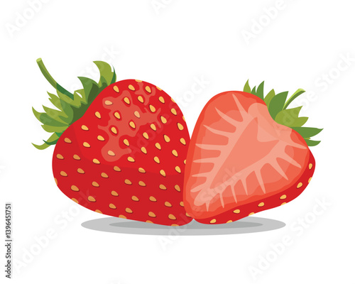 Fresh ripe strawberry and sliced in half berry 
