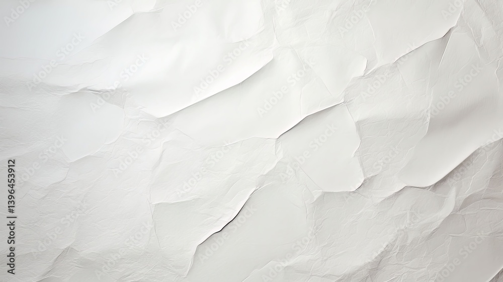 Fototapeta premium Crumpled White Paper Texture – Wrinkled Background for Creative Design Projects