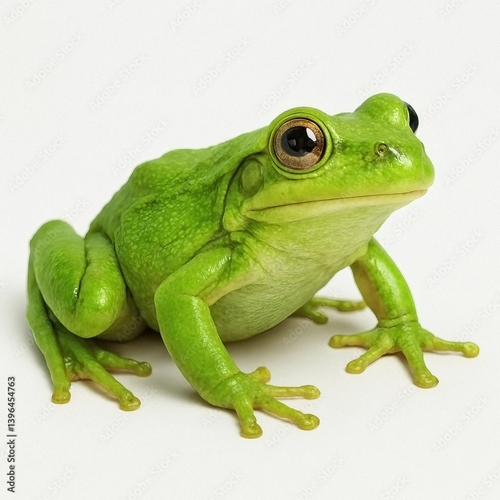 Obraz premium green frog isolated on white background. This is a close up.