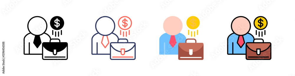 Sales Manager Multi Style Icon Set Vector Sales Manager Multi Style Icon Set Vector