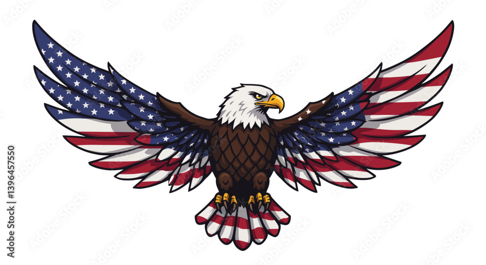 Fototapeta premium American flag eagle. Perfect for patriotic, national pride, or symbolizing strength and freedom in various design projects.