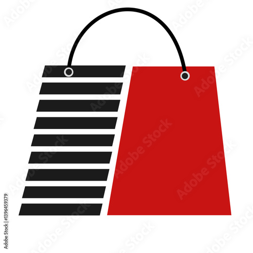Shopping Bag Icon in Minimalist Style with Bold Colors  