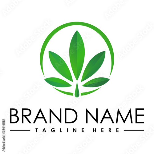 Circle leaf for CBD logo design