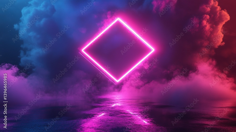 custom made wallpaper toronto digitalA vibrant neon pink diamond-shaped frame against a backdrop of swirling smoke and vibrant colors.