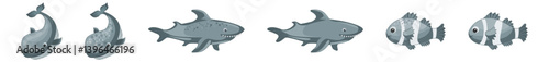 Vector types of ocean fish in a same theme