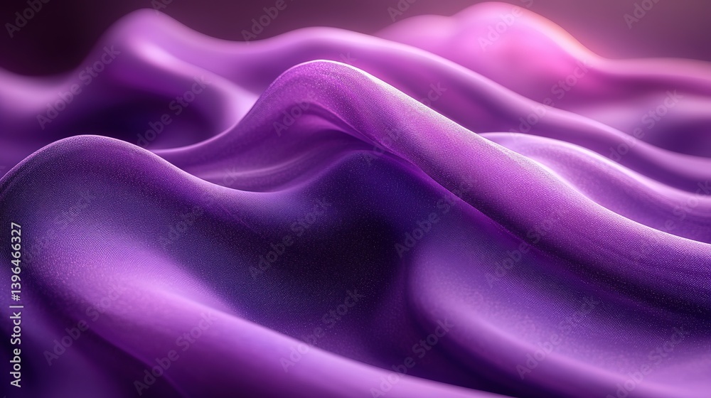 Fototapeta premium Abstract Silk Waves in Shades of Purple and Lavender with Smooth Texture