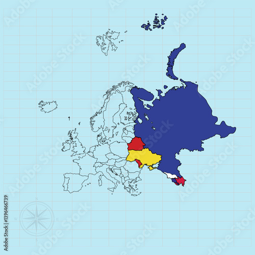 Eastern Europe continent Vector illustration of flag map