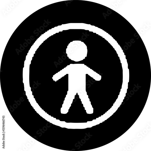 Minimalist person symbol encircled, representing humanity within boundaries