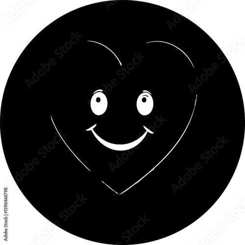 Heart shaped expression within a dark round space representing joy and love