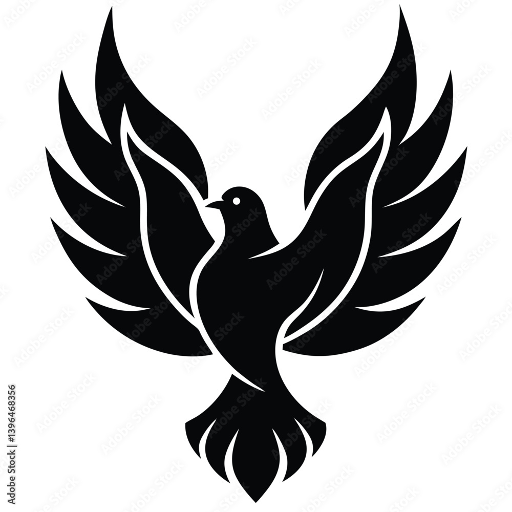 Fototapeta premium dove minimalist flame sketch