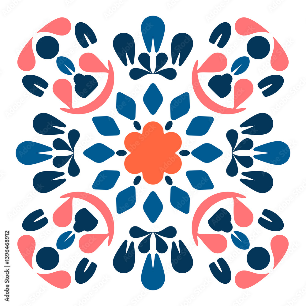 Fototapeta premium Vector illustration. Calm and elegant artwork with blooming flowers in bright, elegant, classic, and delicate shades. Traditional design patterns for tiles, fabric, backgrounds, carpets, wallpapers.