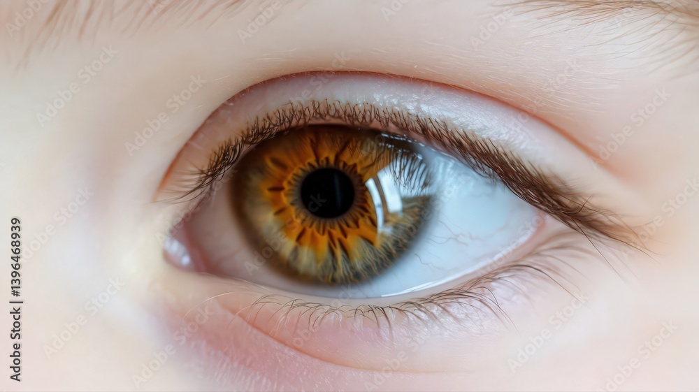 Fototapeta premium Close Up Of A Child's Eye With Brown And Green Iris