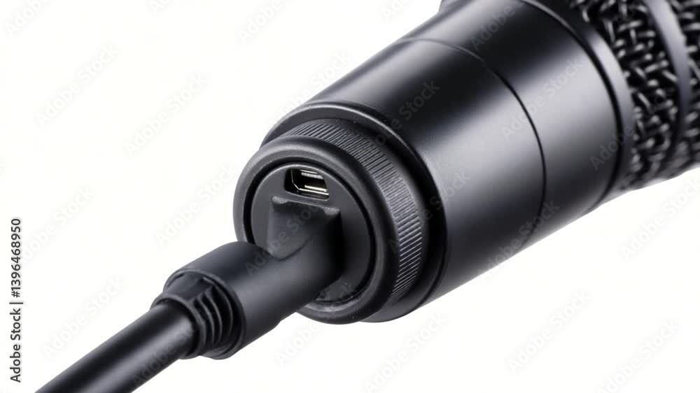 Close-up View of a Microphone Connector With USB Cable Attachment Generative AI Close-up View of a Microphone Connector With USB Cable Attachment Generative AI