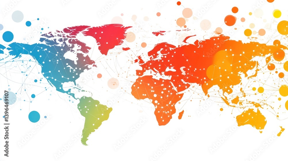 Fototapeta premium Corporate presentation slide background showing global business trends and data