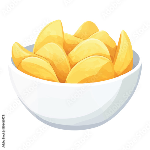 A bowl of delicious and golden potato chips 