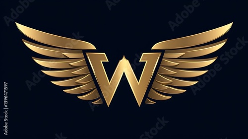 Gold Wings Initial W Logo