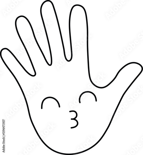 Playful Hand with Kissing Face Expression Vector Illustration