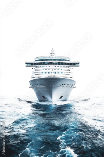 White Cruise Ship Sailing on Calm Ocean Under Bright Sky