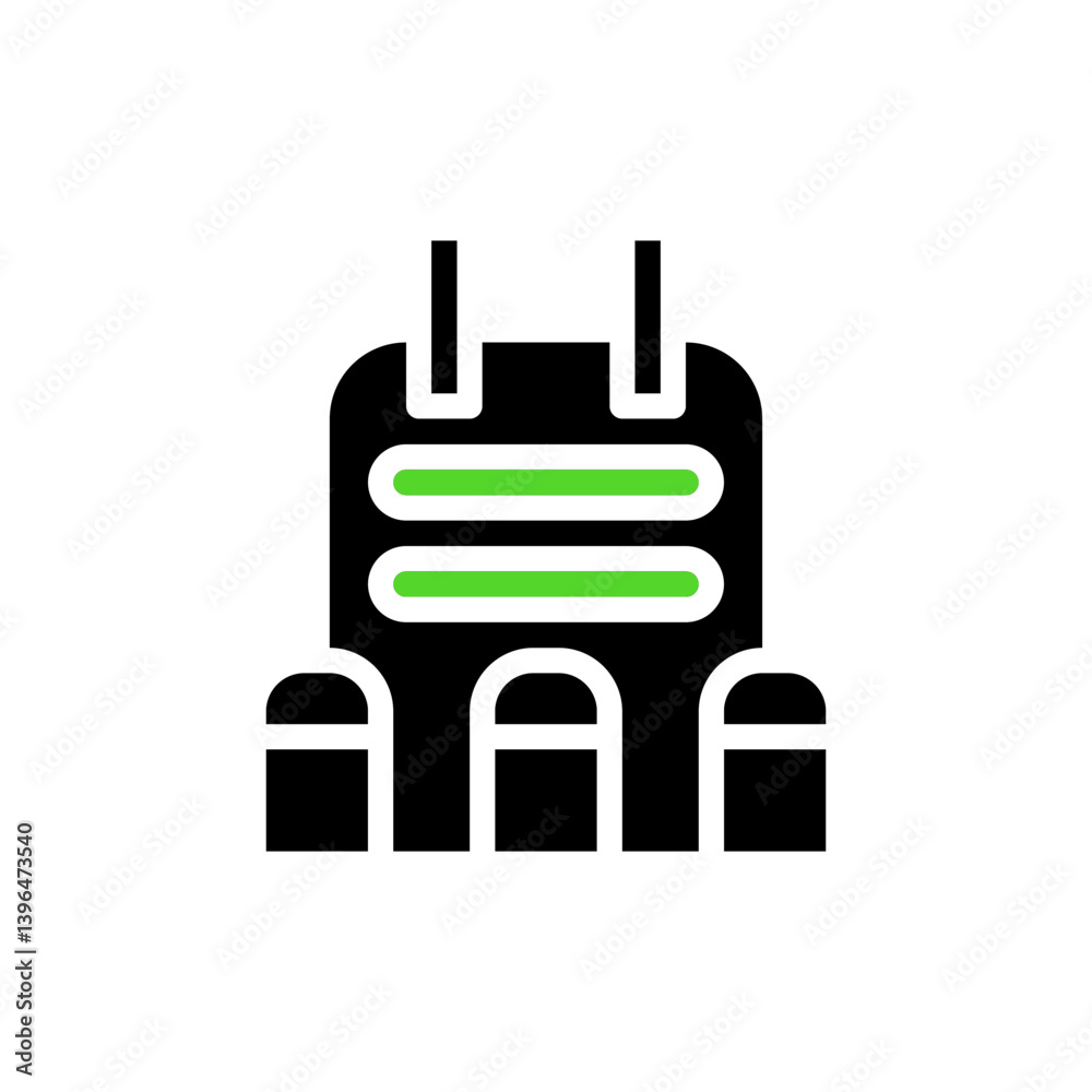 Black and Green Backpack Minimalist Vector Icon Black and Green Backpack Minimalist Vector Icon