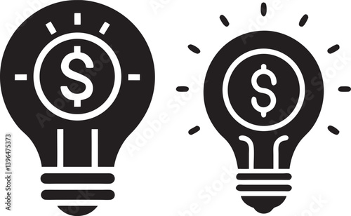 Foto Innovative Financial Ideas Lightbulb Icon, Bright idea for financial success! A