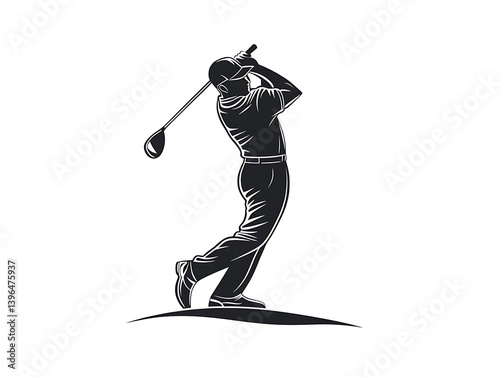 Golfer Swinging Club - Silhouette