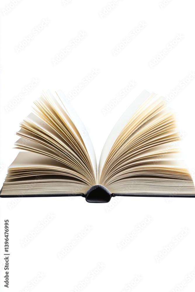 Fototapeta premium Antique Open Book with Yellowed Pages on White Background