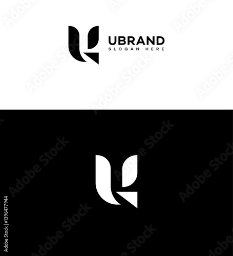Ubrand Logo Design Modern, Minimalist, Letter U, Black, White