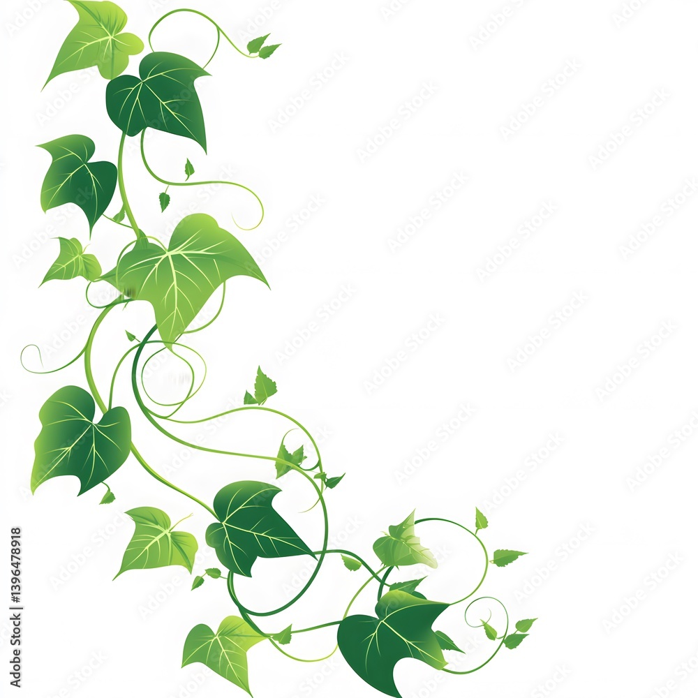 Obraz premium Green vines, clipart with white background