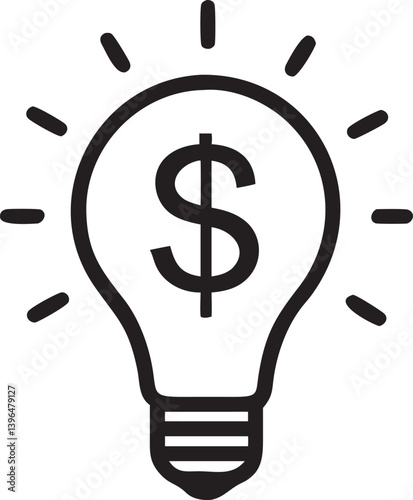 Quadro su tela Financial Insight: A Lightbulb Idea Representing Profit, Bright idea for financi