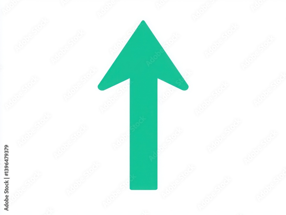 Green arrow pointing upward on white background Green arrow pointing upward on white background