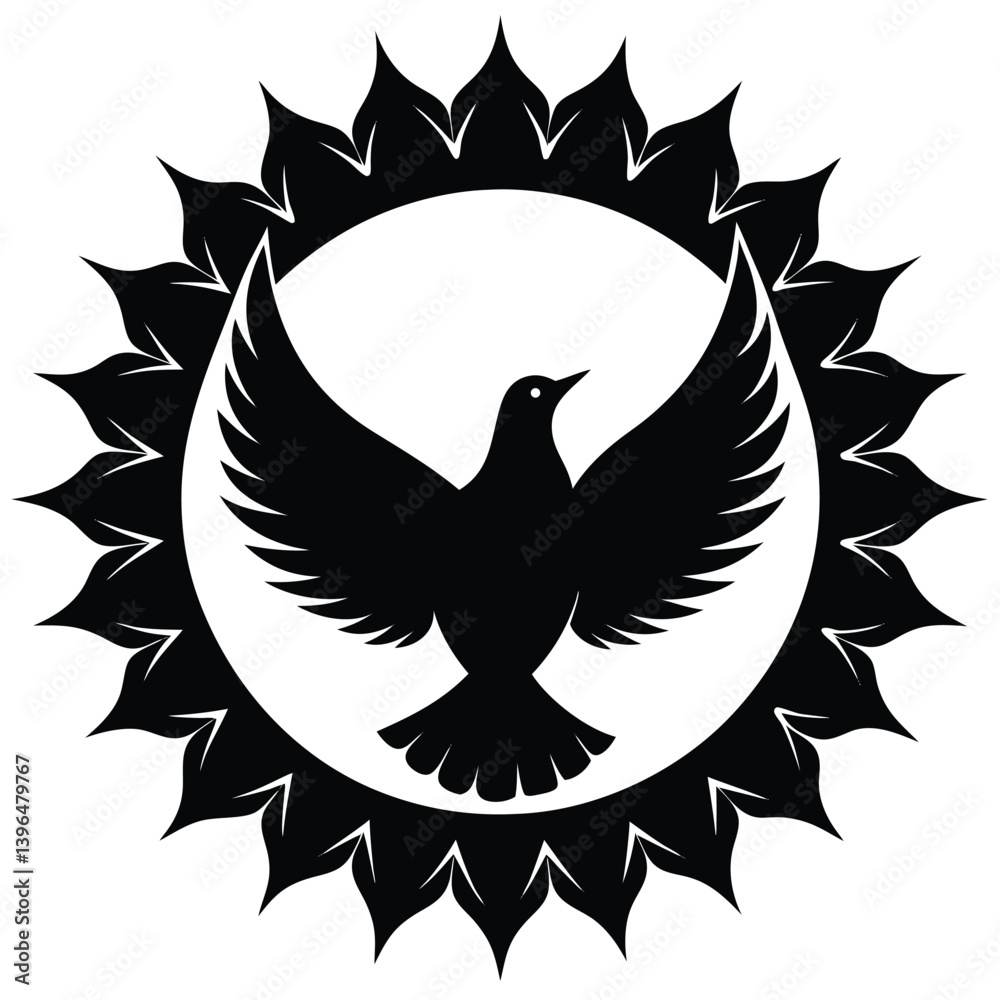 Obraz premium outline dove and flame concept