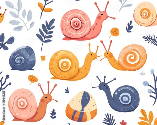 Cute Snail Pattern Background
