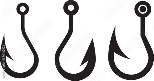 Fishing Hooks icons, fishing hook icon vector silhouette isolated in white background