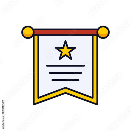 Award Banner Vector with Star for Recognition and Quality Designs. A flag emblem vector perfect for branding, certifications, or achievement graphics