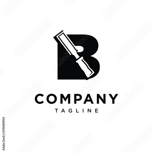 Letter B Chisel Logo Icon Vector