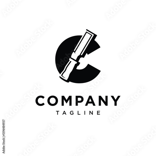 Letter C Chisel Logo Icon Vector
