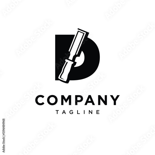Letter D Chisel Logo Icon Vector