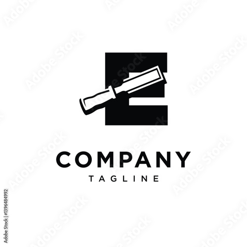 Letter E Chisel Logo Icon Vector