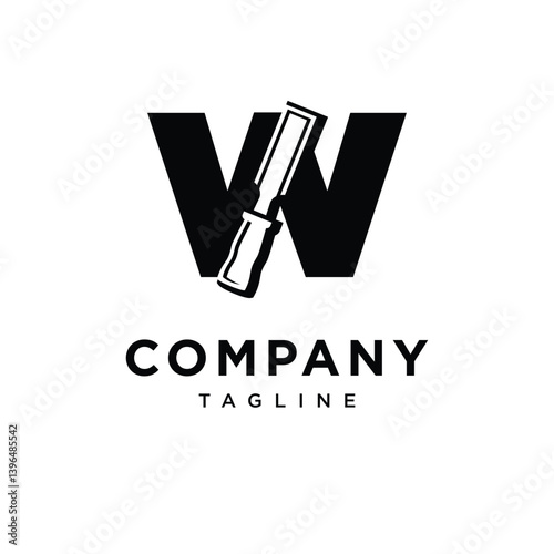 Letter W Chisel Logo Icon Vector