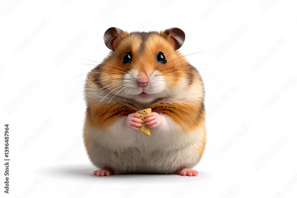 Cute 3D Hamster Illustration on Clean White Surface Cute 3D Hamster Illustration on Clean White Surface