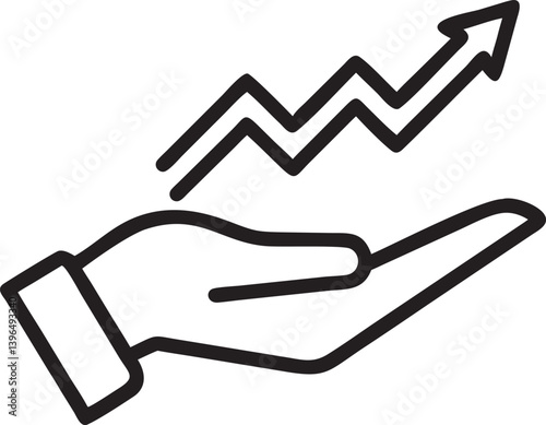 Hand Holding a Rising Trend Graph icon, vector illustration