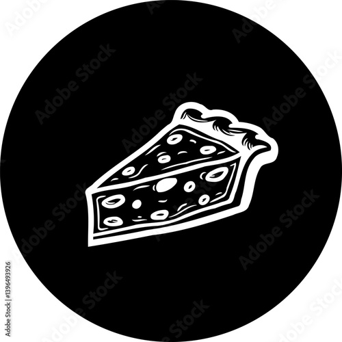 Stylized pizza slice illustration with crust detail on a dark backdrop