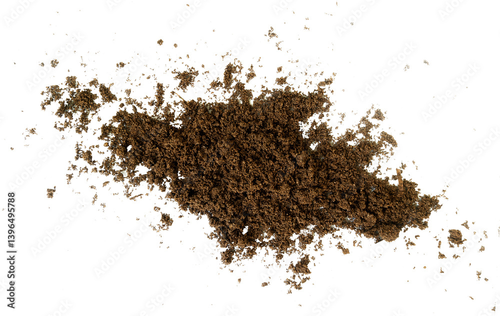 pile of soil isolated on white. shot with high angle view pile of soil isolated on white. shot with high angle view