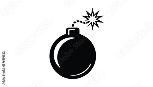 Explosive Bomb Icon with Spark Illustration for Warning Graphics.