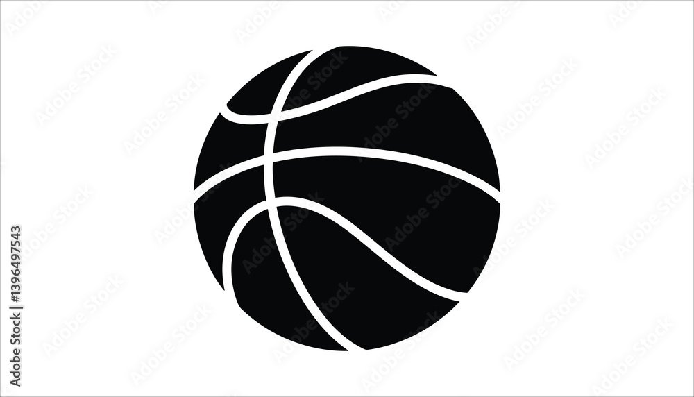 Basketball Icon with Detailed Lines and Curved Shape. Basketball Icon with Detailed Lines and Curved Shape.
